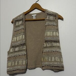 Chicos beige cream crochet detailed vest
